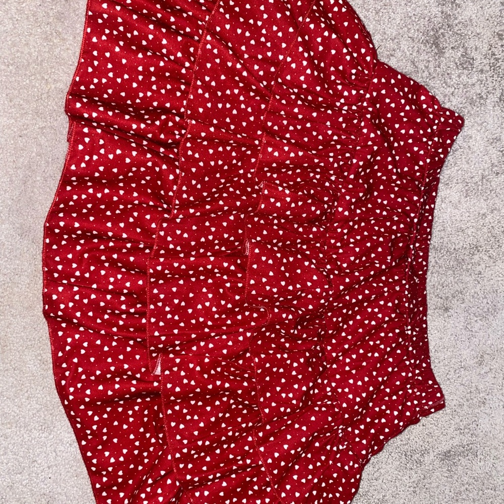 Red layer skirt with white heart detailing